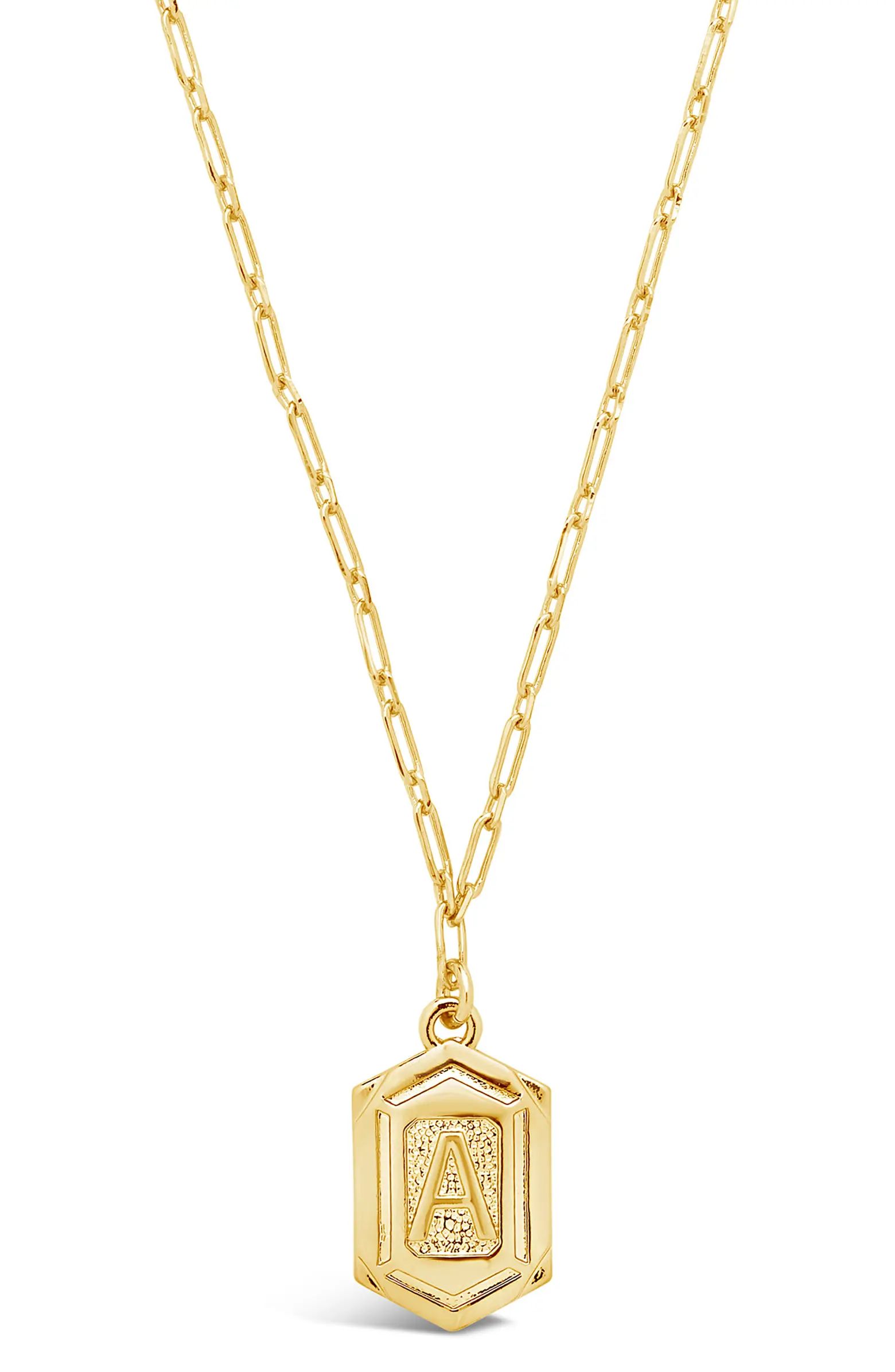 STERLING FOREVER 14K Gold Plated Hexagon Tag Initial Pendant Necklace | Nordstromrack | Nordstrom Rack