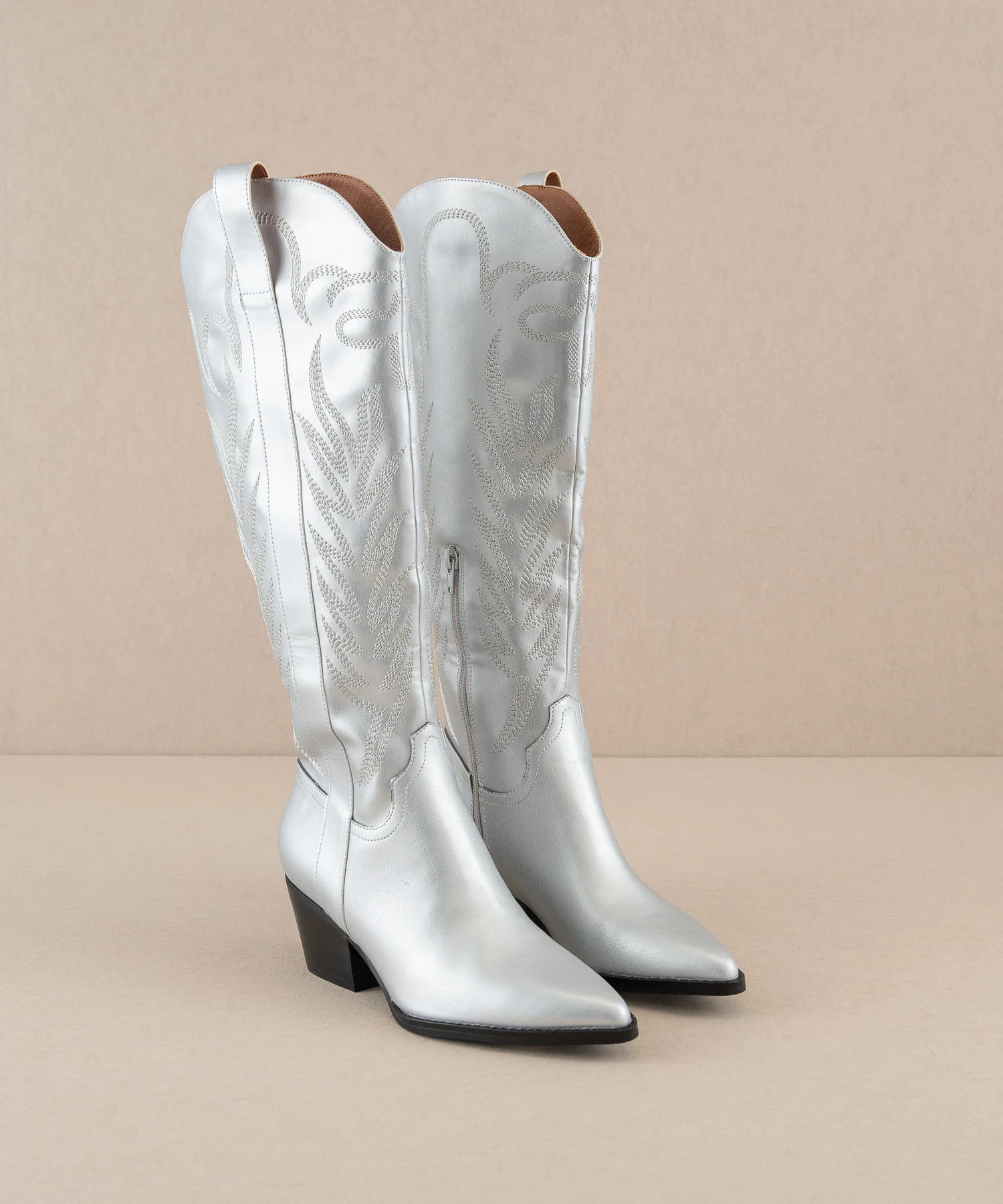 The Samara - Silver Embroidered Tall Boot | Oasis Society