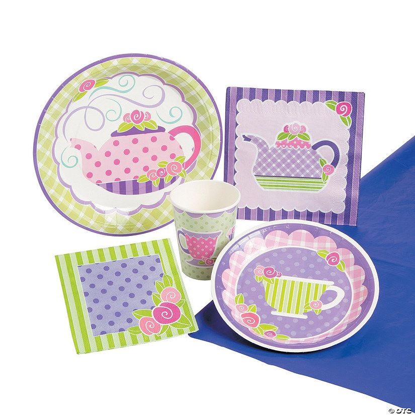 57 Pc. Tea Party Tableware Kit for 8 Guests | Oriental Trading Company