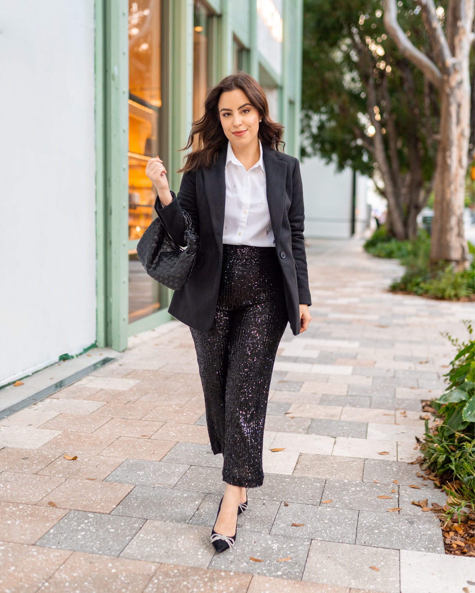 Perfect office holiday party outfit idea! Love these sequin pants, embellished white shirt and blazer!

 

#LTKsalealert #LTKstyletip #LTKHoliday