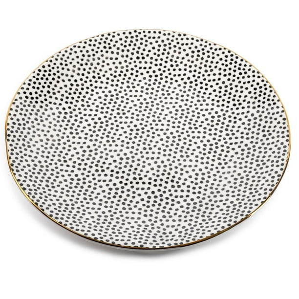 Thyme & TableBlack & White Dot Stoneware Plate - Walmart.com | Walmart (US)