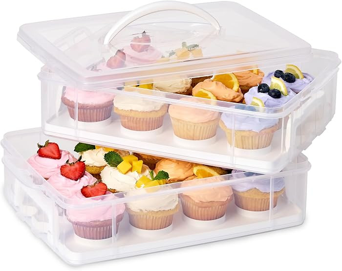 Snapware (2-Layer, 24 Cupcakes Plastic Detachable Cupcake Carrier Storage Container With Lid and ... | Amazon (US)