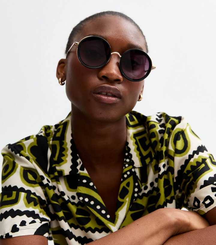 Black Oversized Round Frame Sunglasses | New Look | New Look (UK)