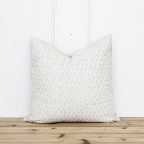 Neutral Hand Block Floral Pillow Cover | Botanical Pillow Cover | Fall Decorative Pillows | Linen... | Etsy (UK)
