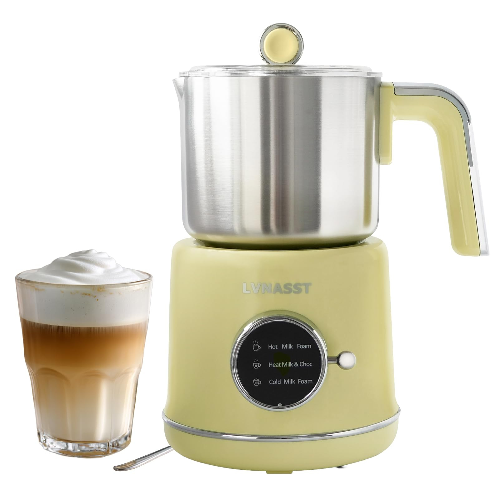 Stainless Steel Milk Frother and Steamer, 12oz Electric Milk Warmer & Foam Maker, 3in1 Hot Cold F... | Amazon (US)