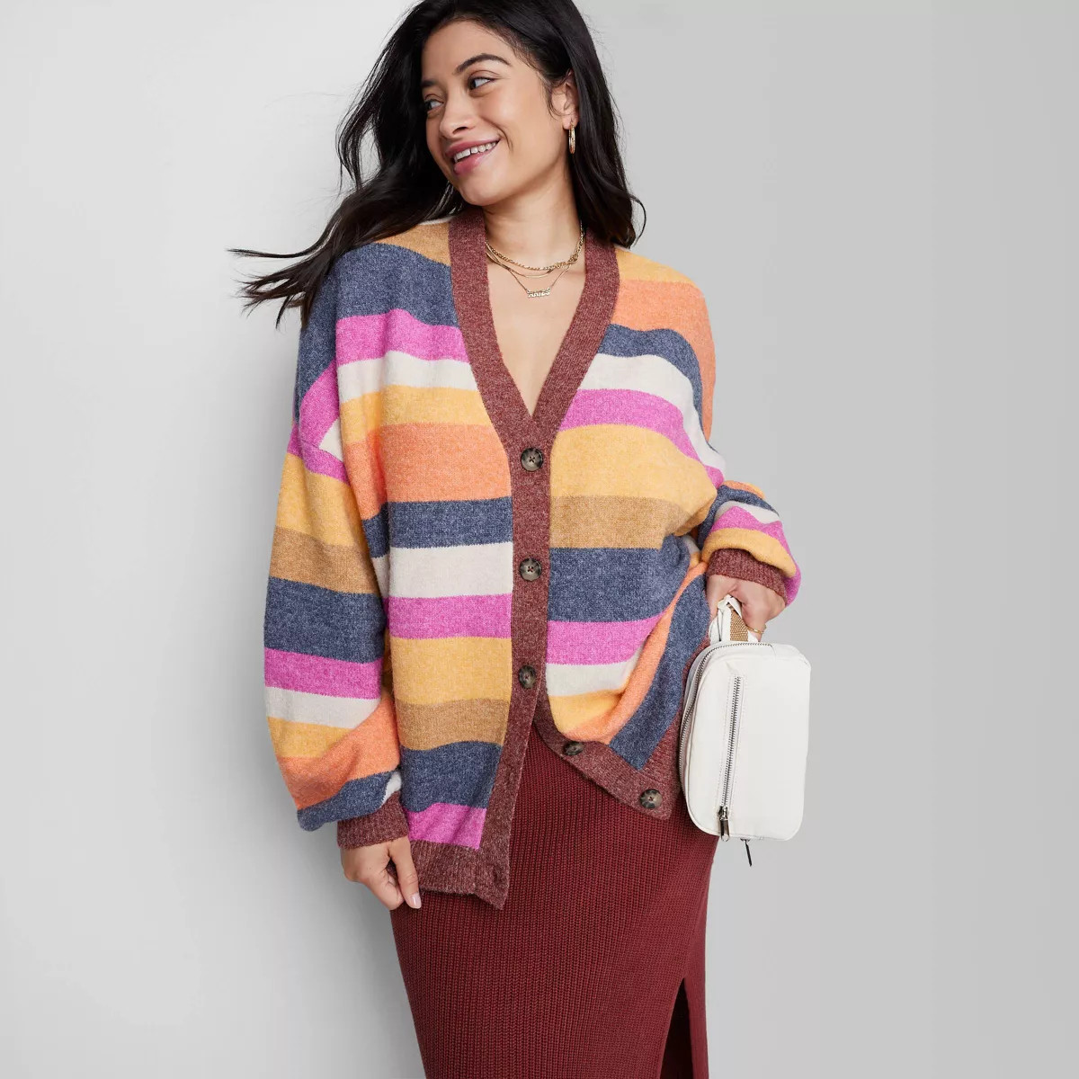 Women's Ascot + Hart Striped Graphic Cardigan | Target