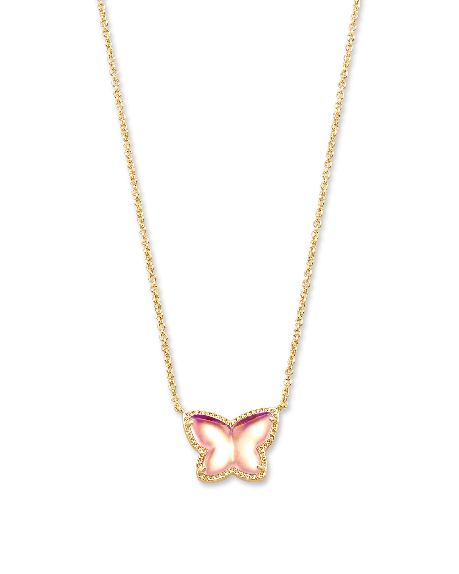 Lillia Butterfly Gold Pendant Necklace in Blush Dichroic Glass | Kendra Scott | Kendra Scott