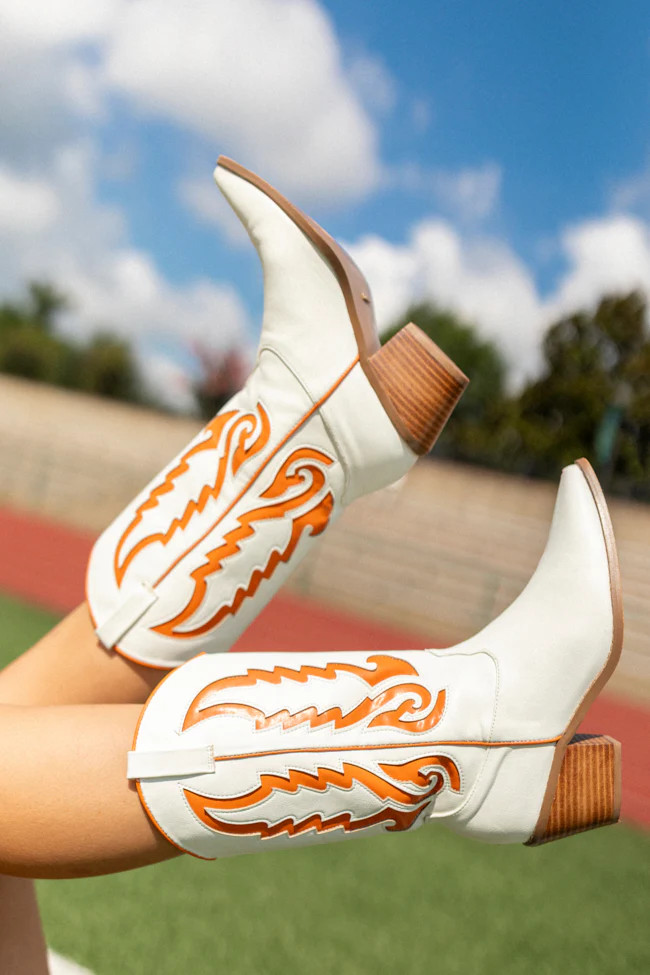 Patti Orange and White Western Boots | Pink Lily