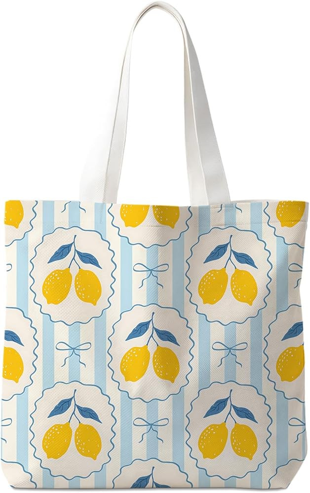 Lemons Fruits Food Tote Bag Gifts for Women, Canvas Aesthetic Reusable Grocery Bags Shopping Bags | Amazon (US)