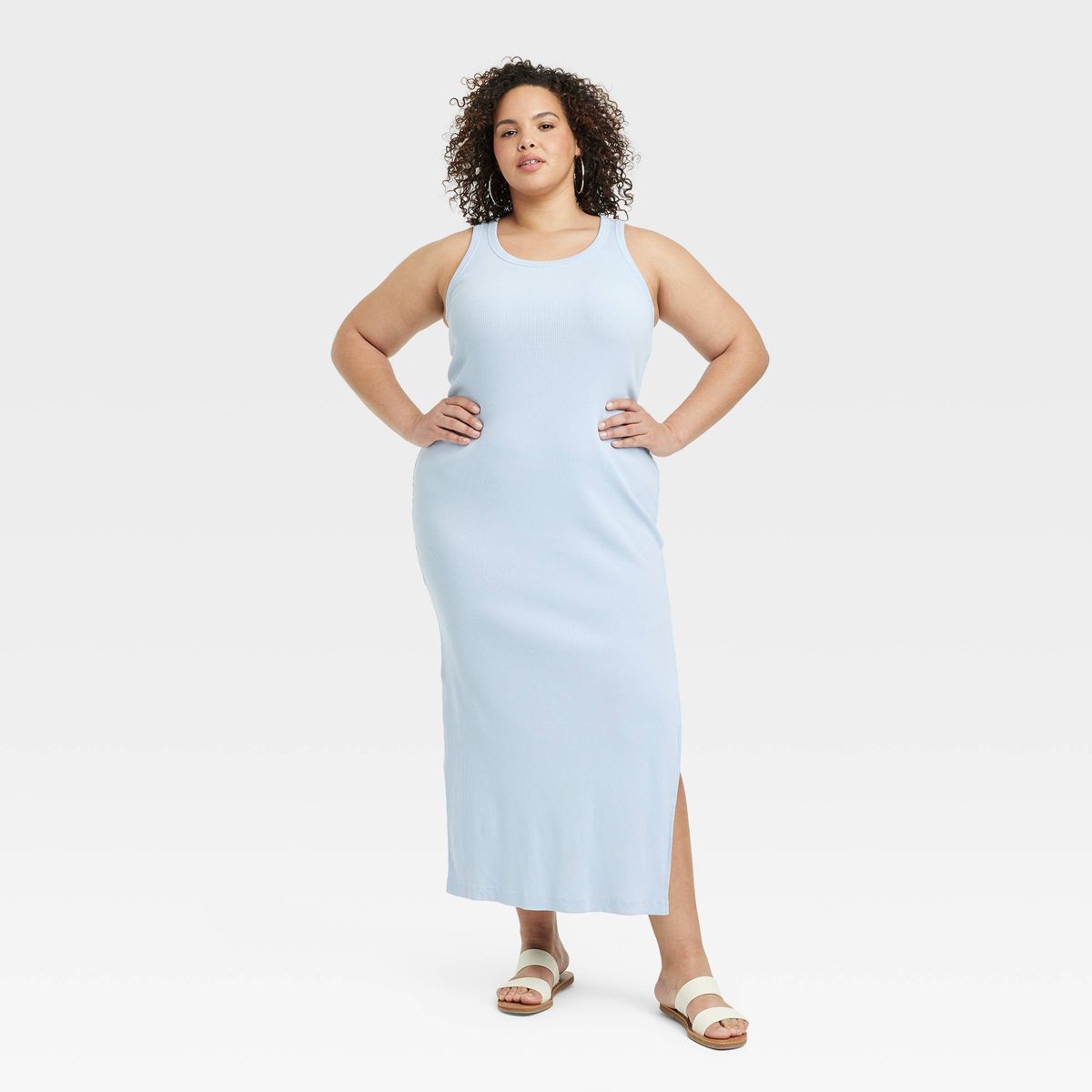 Women's Rib-Knit Maxi Bodycon Dress - Universal Thread™ Blue XXL | Target