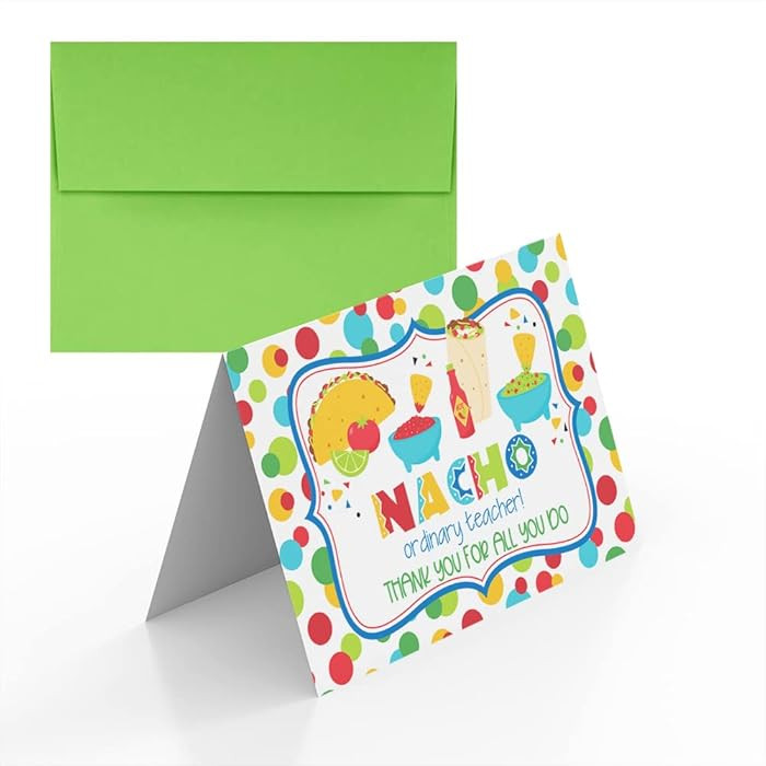 Funny Nacho Ordinary Teacher Mexican Food Themed Teacher Appreciation Blank Folded Cards Single (... | Amazon (US)