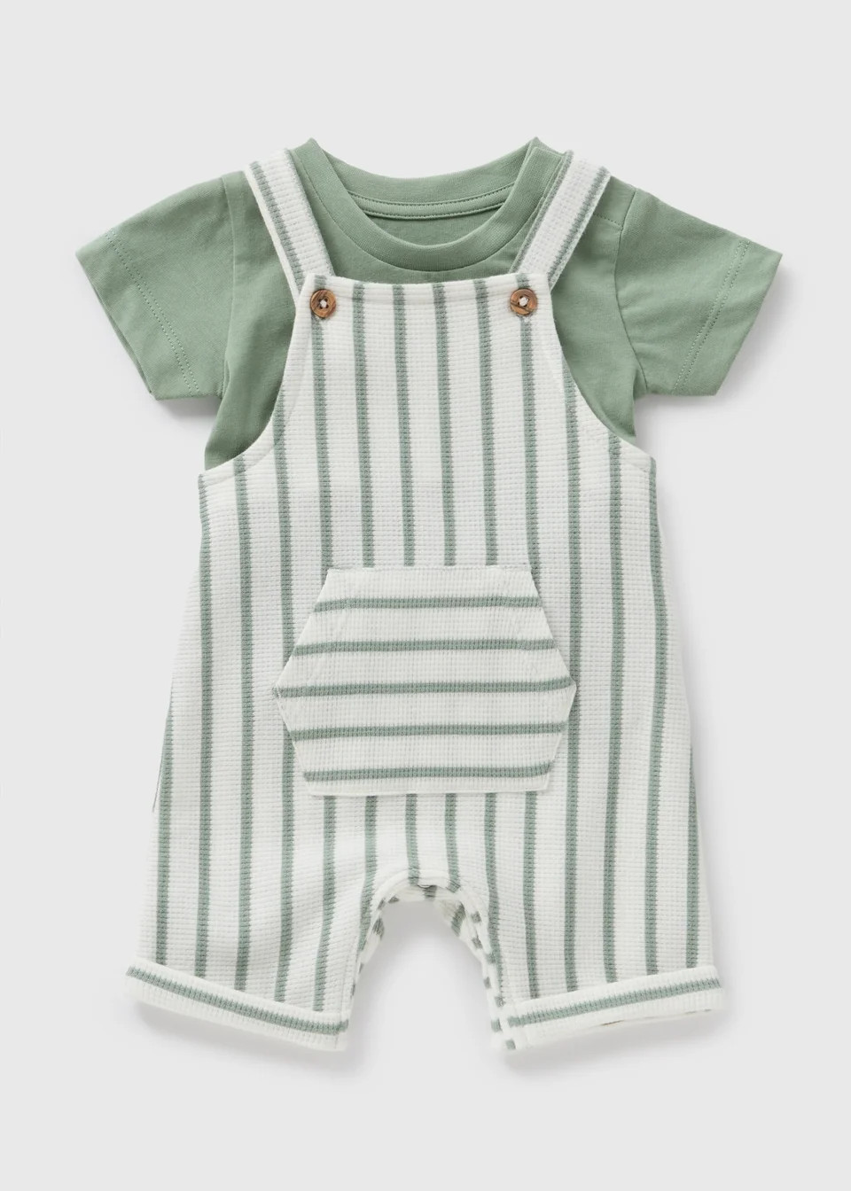 Baby Green Stripe Knit Top & Dungaree Set (Newborn-23mths) | Matalan (UK)