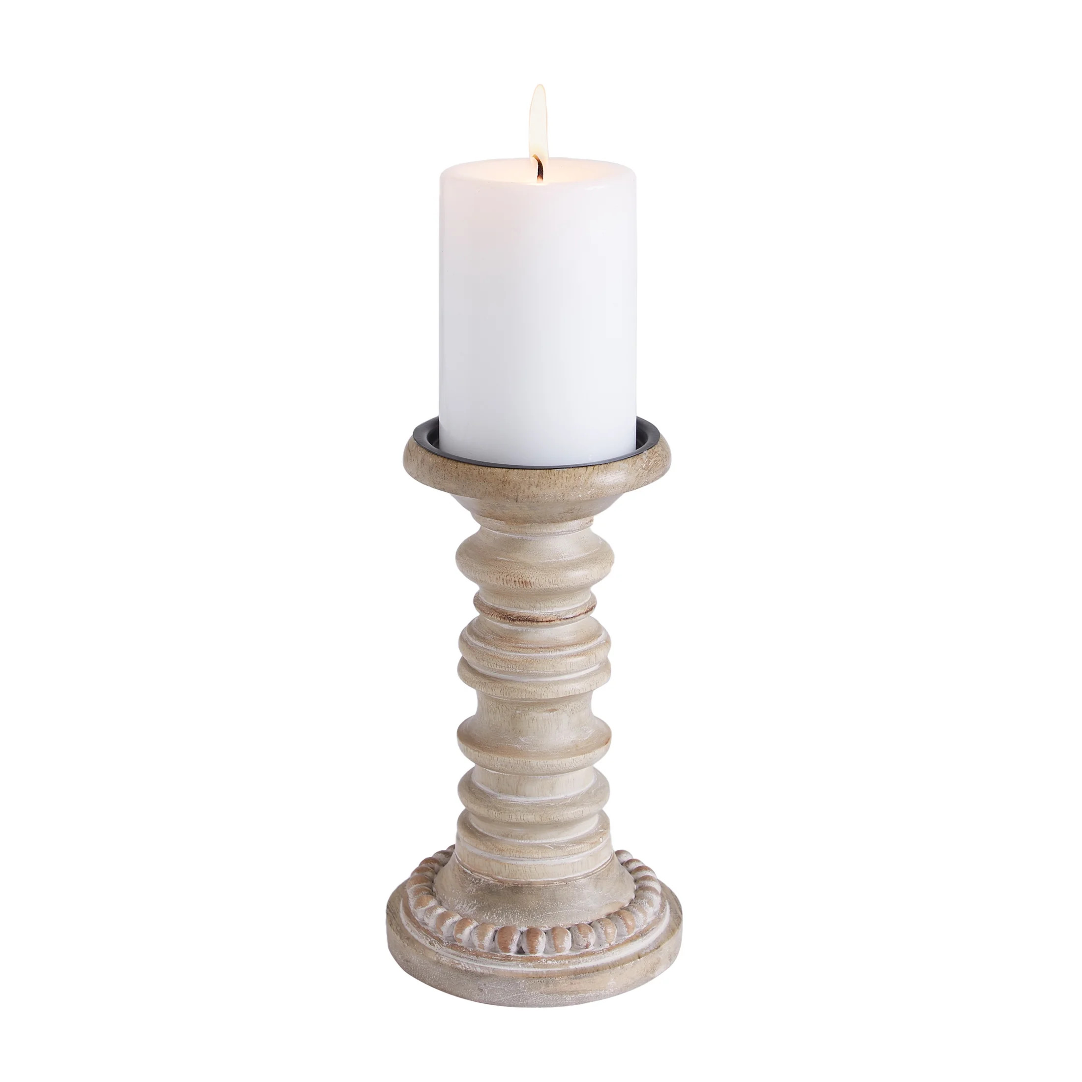 My Texas House Natural Mango Wood Pedestal Candle Holder, 8" Height - Walmart.com | Walmart (US)
