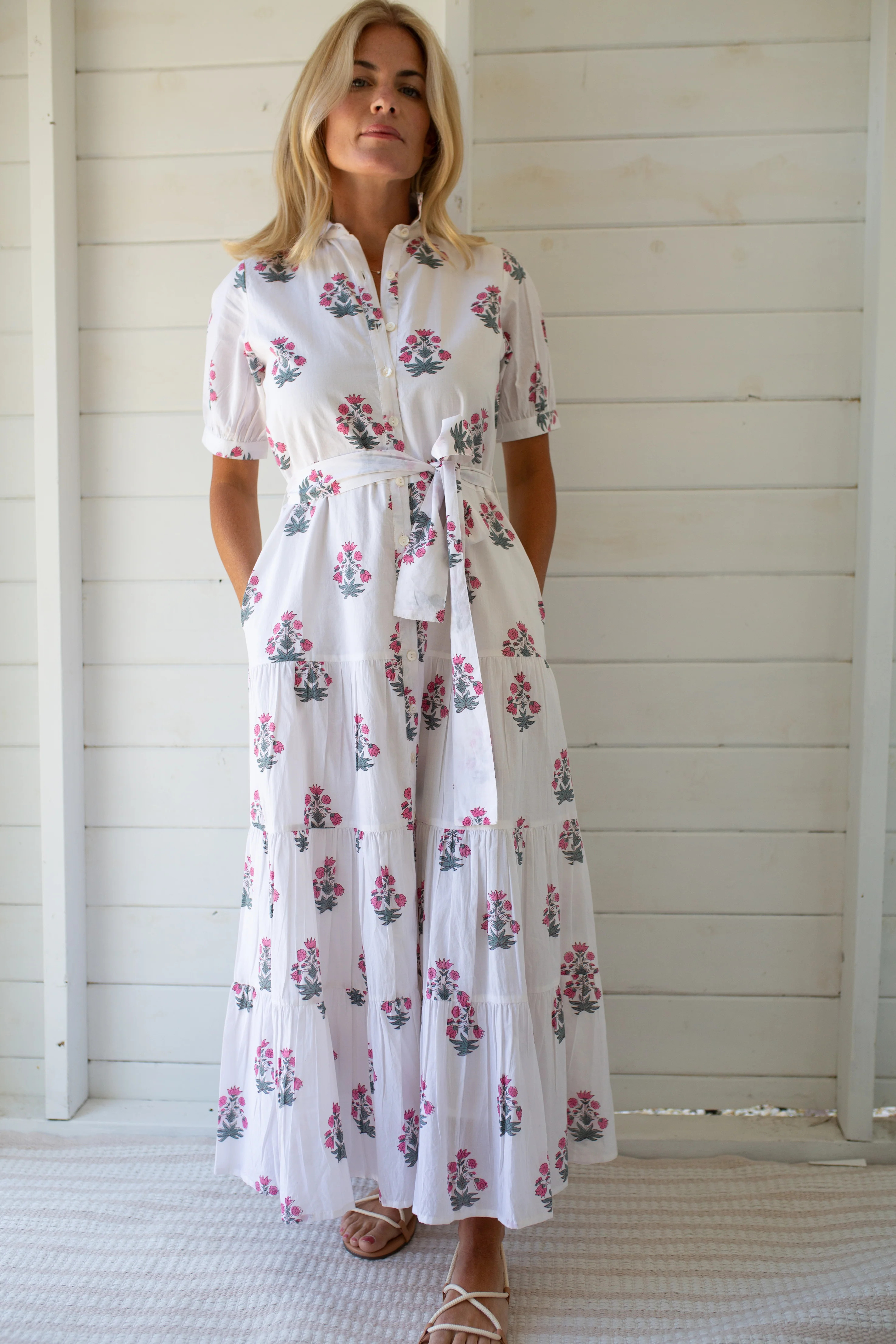 Short Sleeve Maxi Dress - Beach Rose Floral | Marea