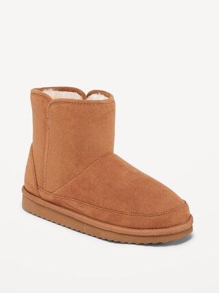 Cozy Faux-Suede Faux-Fur Lined Ankle Booties for Girls | Old Navy (US)