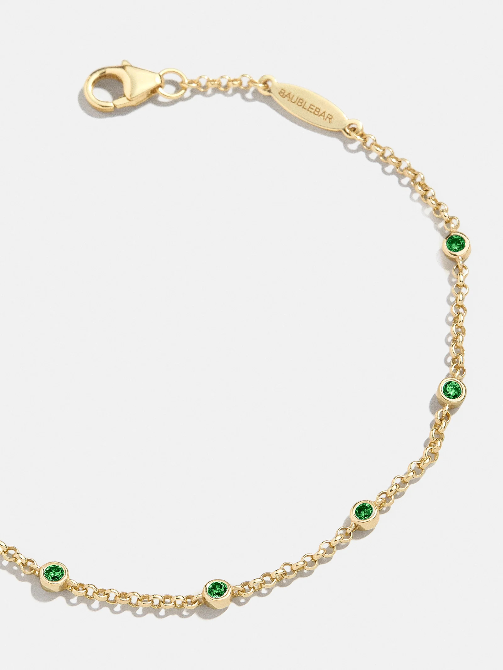 Yasmine 18K Gold Birthstone Bracelet - Emerald | BaubleBar