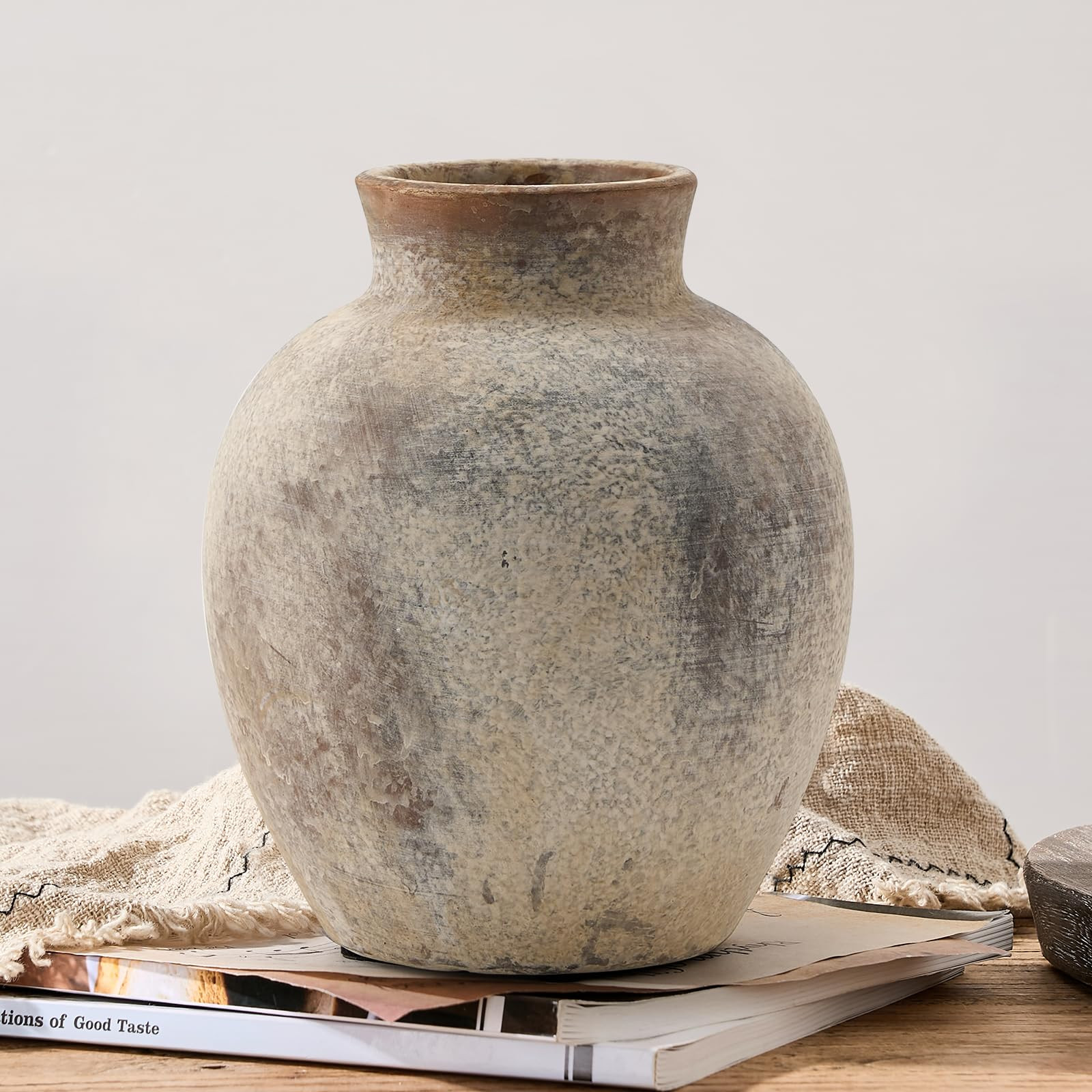 PORCER Ceramic Rustic Farmhouse Flower Vase, 6 Inch Cute Boho for Home Decor, Terracotta for Livi... | Amazon (UK)