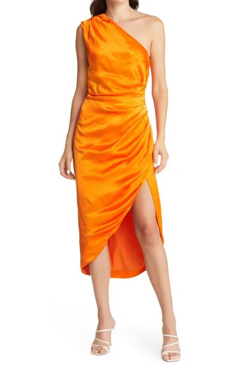 Elliatt Zelda One-Shoulder Dress in Papaya at Nordstrom, Size Medium | Nordstrom