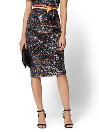 7th Avenue - Sequin Ponte Pencil Skirt | New York & Company