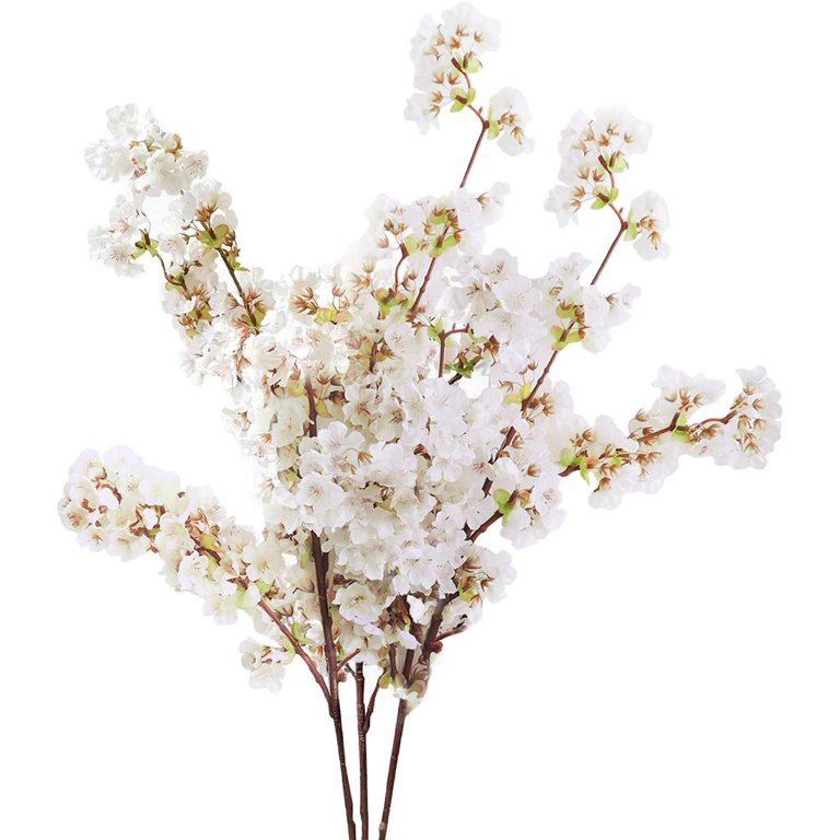 Blahhey White Silk Cherry Blossom Branches, Artificial Cherry Blossom Tree Stems Faux Cherry Flow... | Walmart (US)