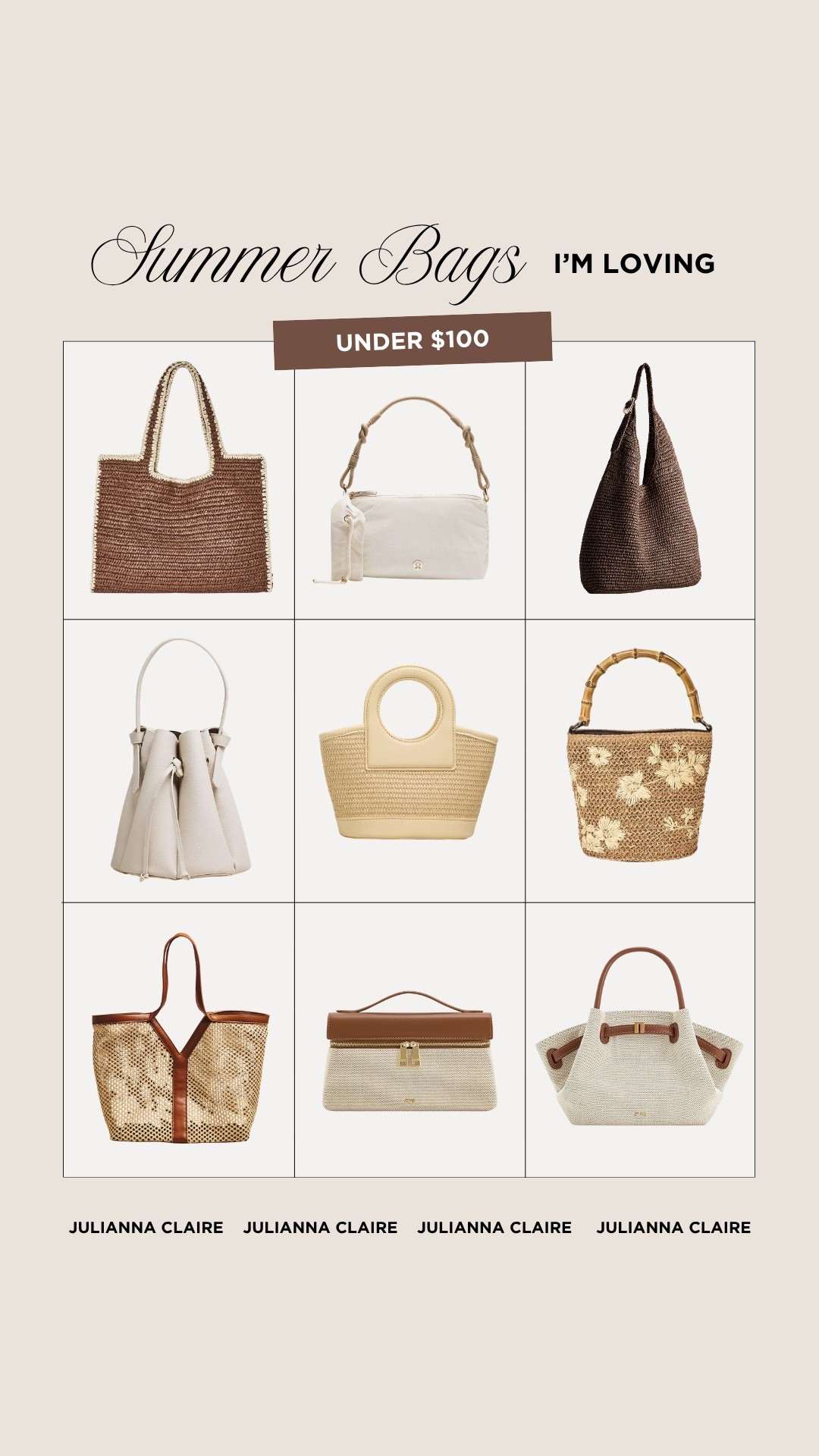 Favorite summer bags under $100!

#LTKgrwm #LTKootd