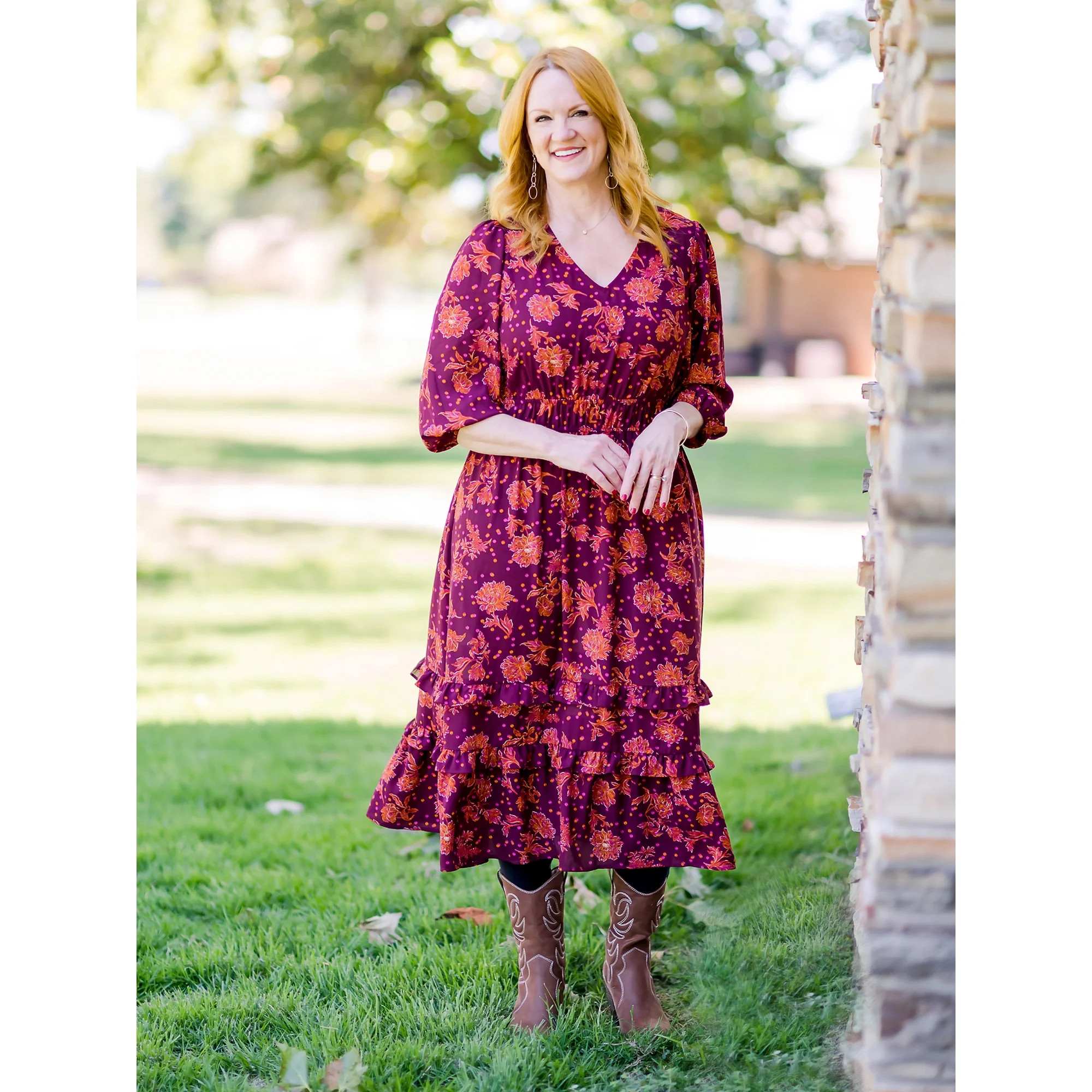 The Pioneer Woman Mixed Print Ruffle Maxi Dress, Women's | Walmart (US)