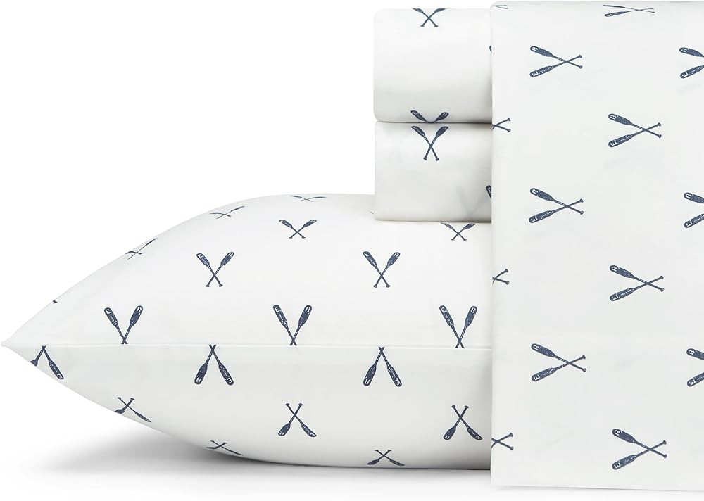 Eddie Bauer - King Sheets, Cotton Percale Bedding Set, Crisp & Cool Home Decor (Eddies Oar, King) | Amazon (US)