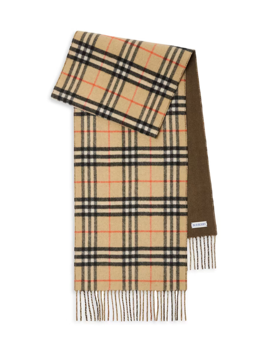 Double-Face Check Cashmere Scarf | Saks Fifth Avenue