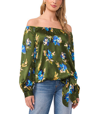 Women's Printed Off-The-Shoulder Long-Sleeve Top | Macy's