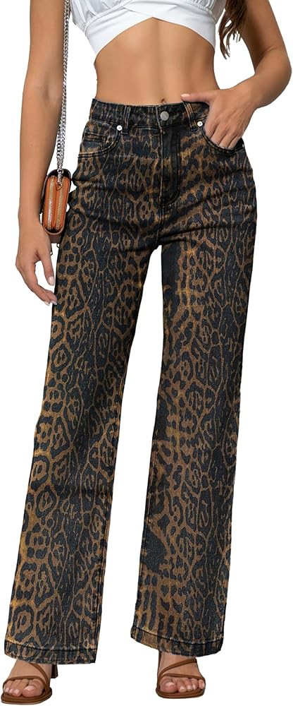 Womens Jeans High Waisted Straight Leg Loose Stretchy Lightweight Tummy Control Trendy Jeans for ... | Amazon (US)