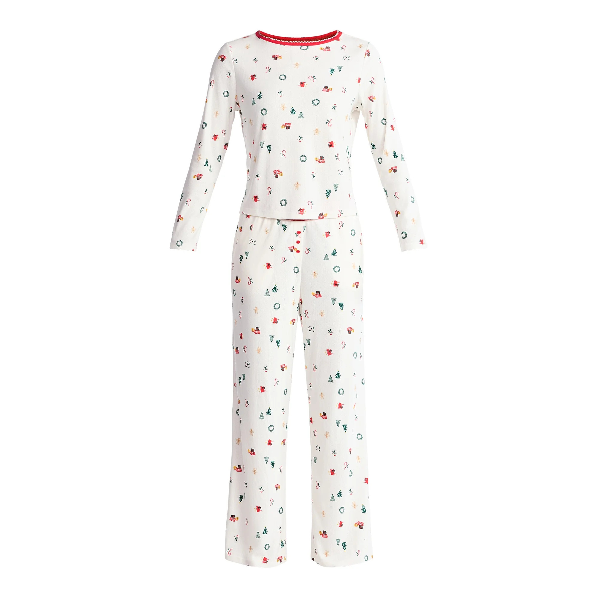 Christmas Women's and Women's Plus Long Sleeve Top and Wide Leg Pants Pajama Set from Holiday Tim... | Walmart (US)