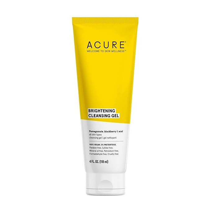 Acure Brightening Cleansing Gel - Vegan Cleanser for Radiant Skin - Pomegranate, Blackberry & Aca... | Amazon (US)