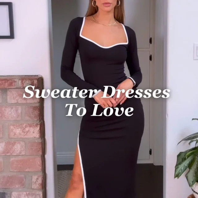 Classy Aura Knit Long Sleeve Midi Dress - Black | VICI