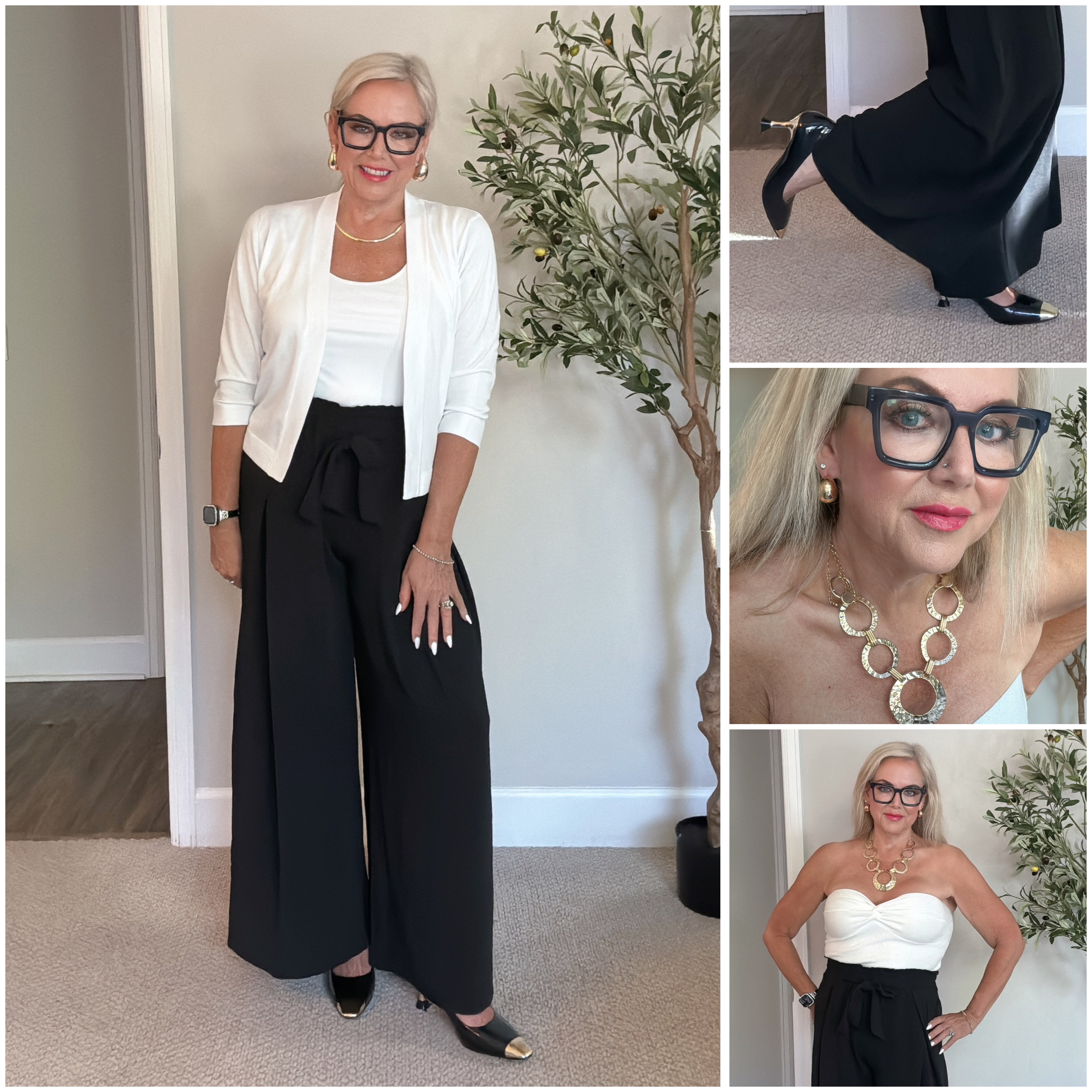 Great transition outfit for spring. These flowy pants (M) are just so comfortable and great for work or evening.  I have them in multiple colors. The sweater is perfect to take off the chill (L). Also, love the shoes that have an extra touch with the gold on the tip and the heel. And these versatile earrings are elegant and go with everything. 

 

#LTKSeasonal #LTKOver40 #LTKFindsUnder50