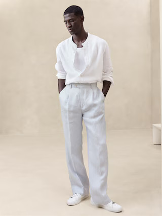 Pleated Straight Linen Pant | Banana Republic (US)