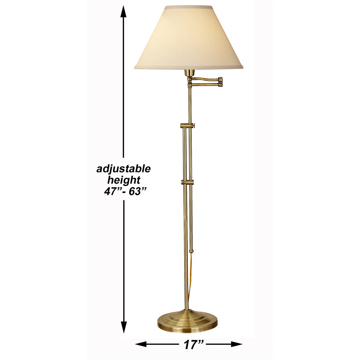 47-63 in. Floor Lamp with Swing Arm | Wayfair North America