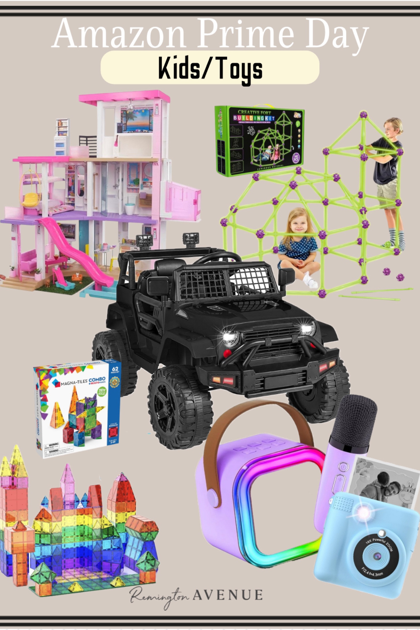 I know I’m doing some Christmas shopping during #primedays so I assume some of you are as well. Kids toys/games are up to 50% off! This adorable power wheels jeep that Juni has comes in lots of colors. A glow in the dark fort building kit, handheld karaoke machine and kids Polaroid camera. Magnatiles keep my kids busy for hours and there are so many cute sets on prime day sale. My girls got this Barbie dream house last Christmas and have lived it so much.

#LTKKids #LTKFamily #LTKxPrimeDay