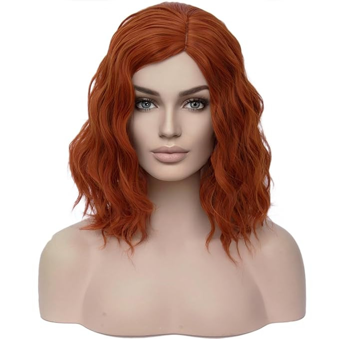 BERON Dark Orange Womens Wig Ginger Short Curly Wavy Hair Wigs for Girls Red Orange Shoulder Leng... | Amazon (US)