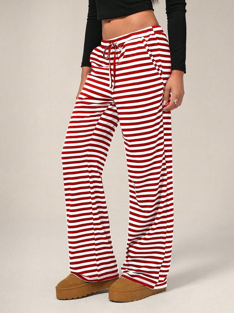 Forever 21 Autumn/Winter New Elastic Waistband Drawstring Slightly Flared Loose Casual Lounge Lon... | SHEIN