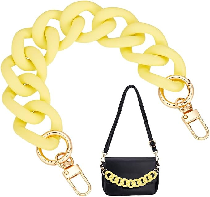PH PandaHall 11.5 inch Short Bag Chain Strap, Yellow Acrylic Handbag Strap Linking Ring Purse Han... | Amazon (US)