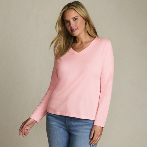 Tall Supima Cotton Long Sleeve V-Neck T-Shirt - Lands' End - Green - S | Lands' End (US)