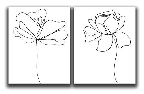 Abstract Black & White Flower Wall Decor - Set of 2-8x10" UNFRAMED Prints - Modern, Minimalist Flora | Amazon (US)