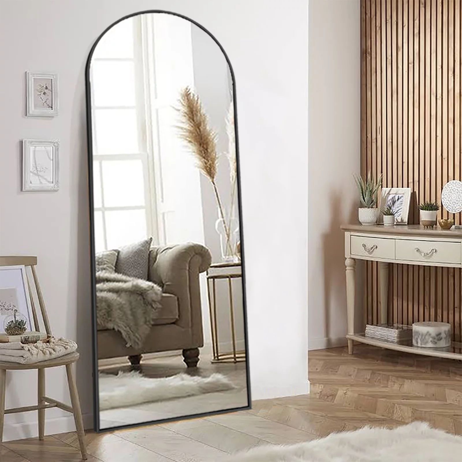 Vlush Full Length Mirror, 65"x22" Arched Floor Mirror, Full Body Mirror, Freestanding Arched-Top ... | Walmart (US)