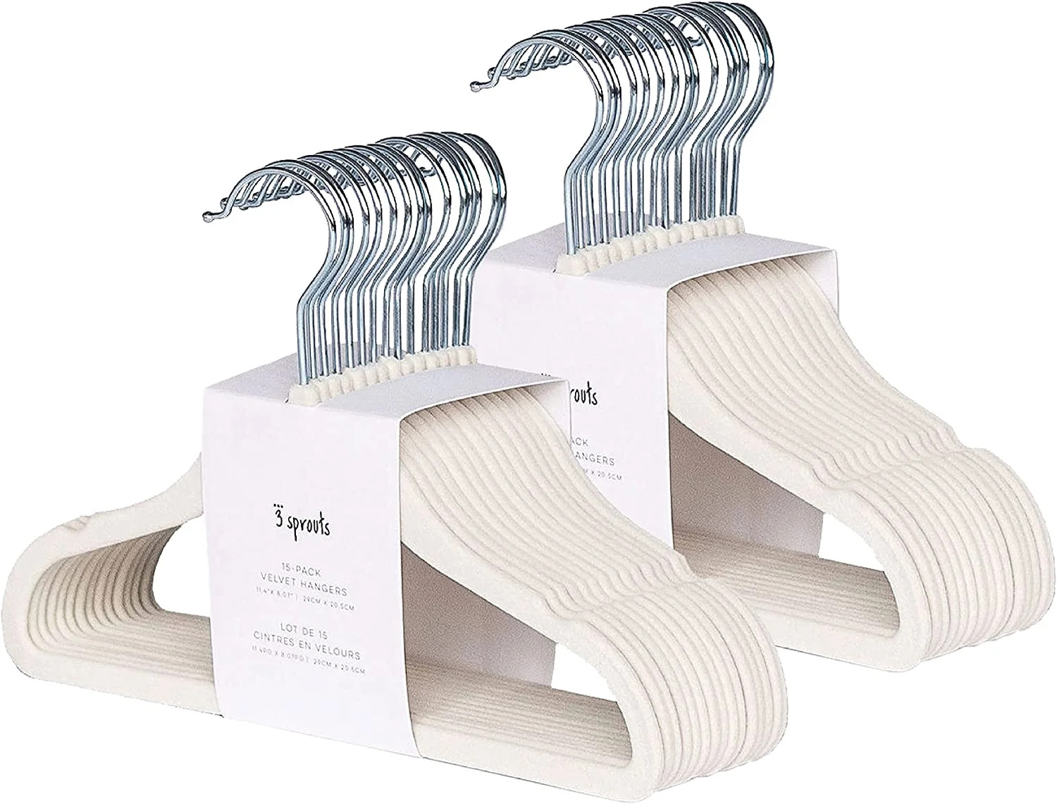 3 Sprouts Baby Velvet, Non-Slip Clothes Hangers - Pack of 30 - Cream | Walmart (US)