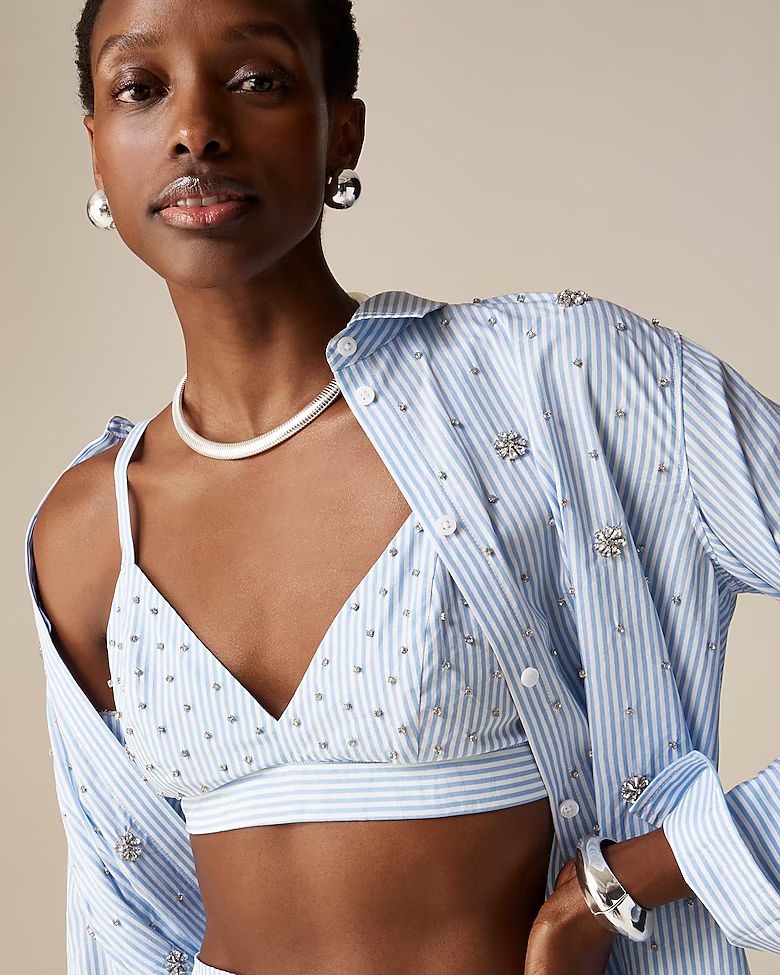 Pre-order Collection embellished bra top in stripe | J.Crew US