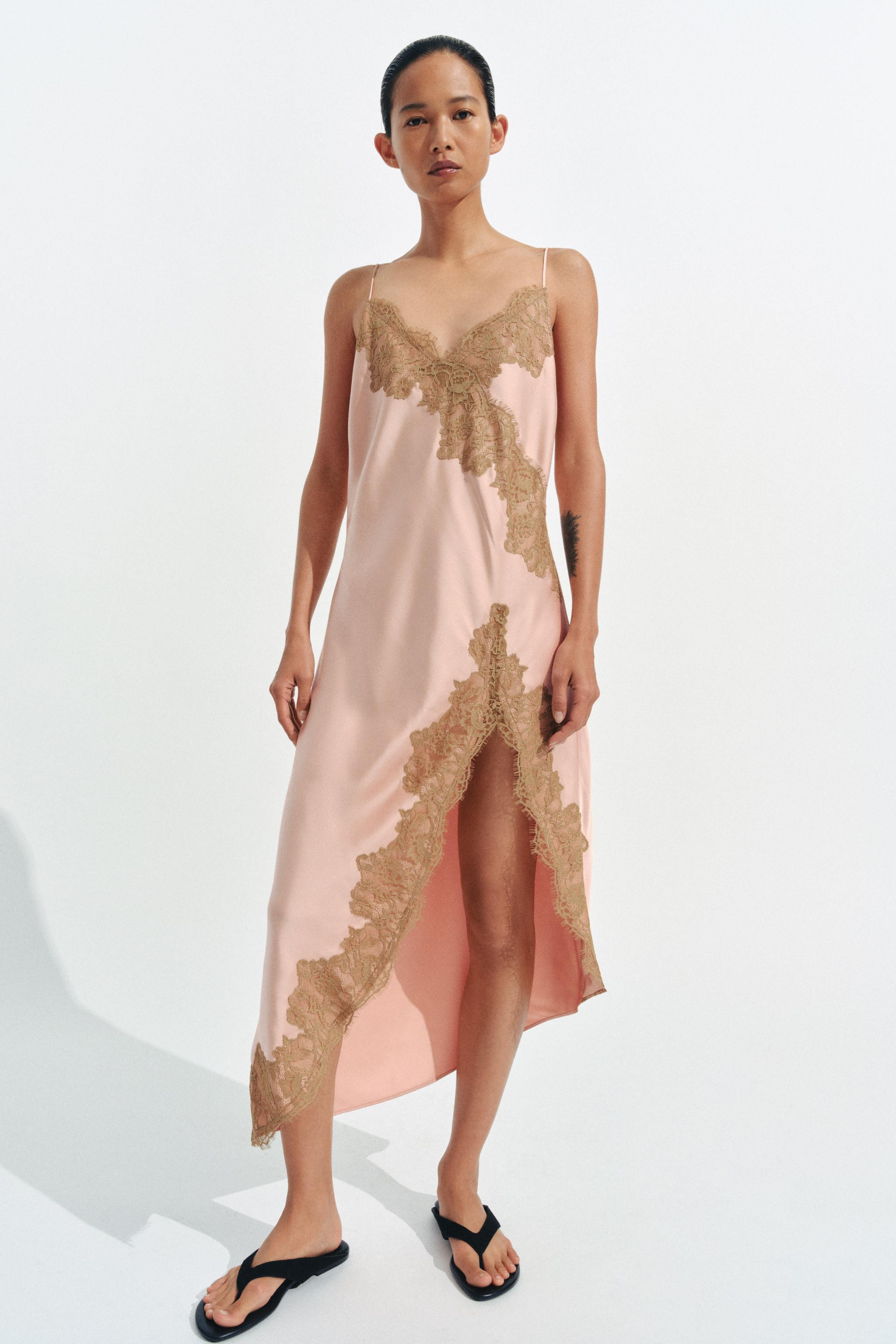 ZW COLLECTION SATIN LACE DRESS | Zara US