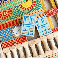 Vintage Silk Screen Printed Block Set/Chinese Building Blocks Kids Toys & Wooden Bricks | Etsy (US)