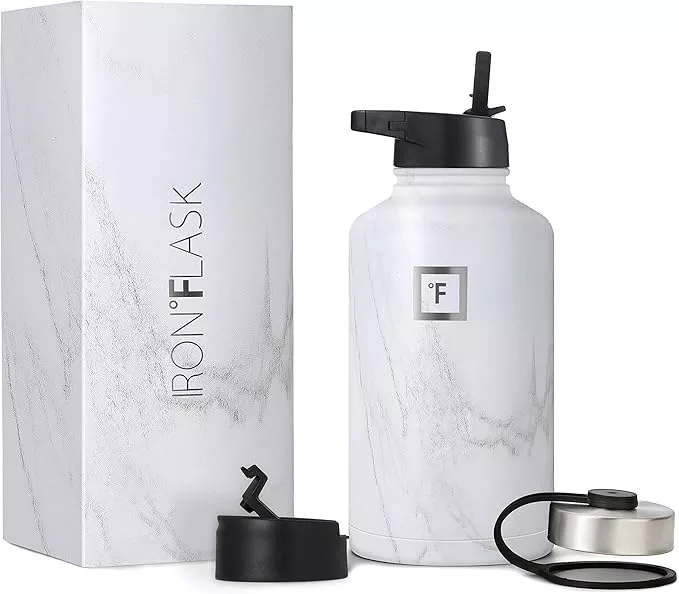 Iron Flask Sports Water Bottle - 3 Lids - 22 oz - Pearl 