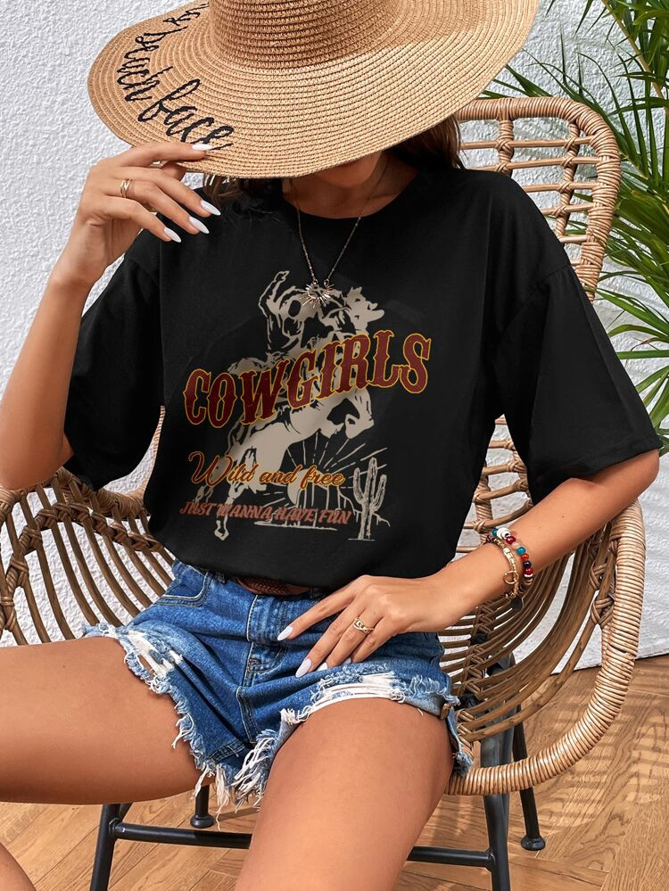 SHEIN Unity Letter Graphic Drop Shoulder Tee | SHEIN