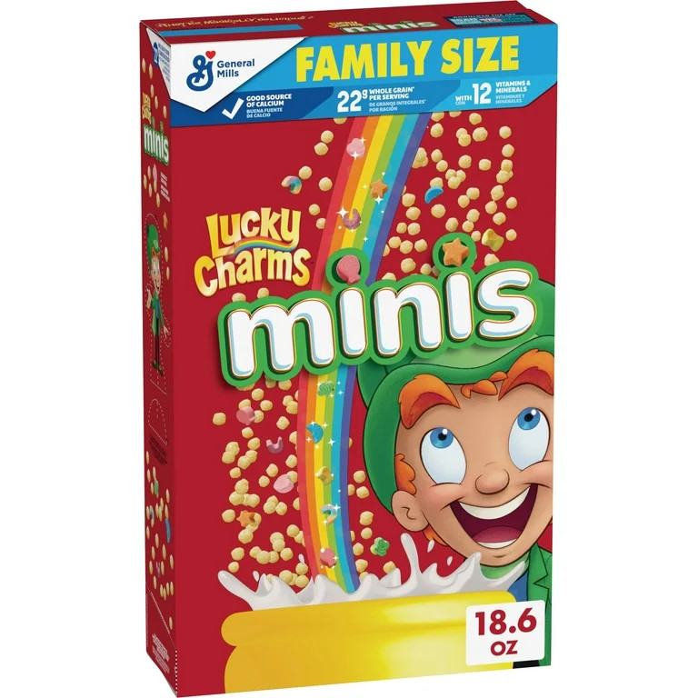 Lucky Charms Minis Cereal with Marshmallows, Kids Breakfast Cereal, Family Size, 18.6 oz | Walmart (US)
